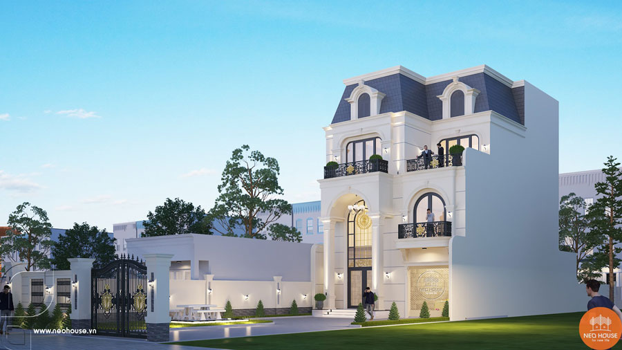Hồ sơ phối cảnh 3D biệt thự 3 tầng kiểu Pháp 10x19m tại Tây Ninh