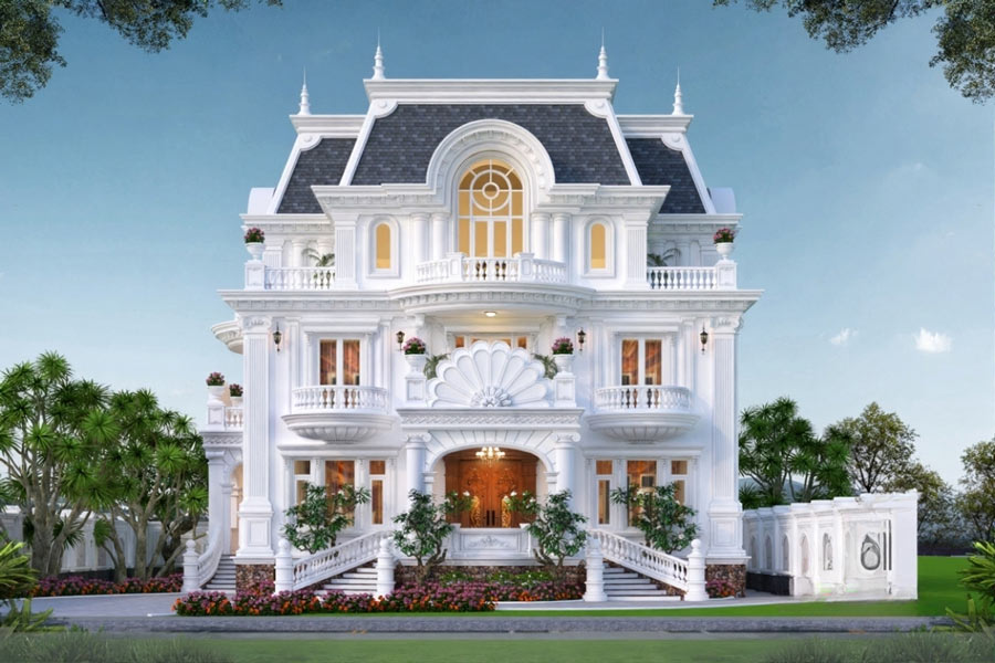 Thiết kế nhà 3 tầng đẹp ở nông thôn 6 phòng ngủ