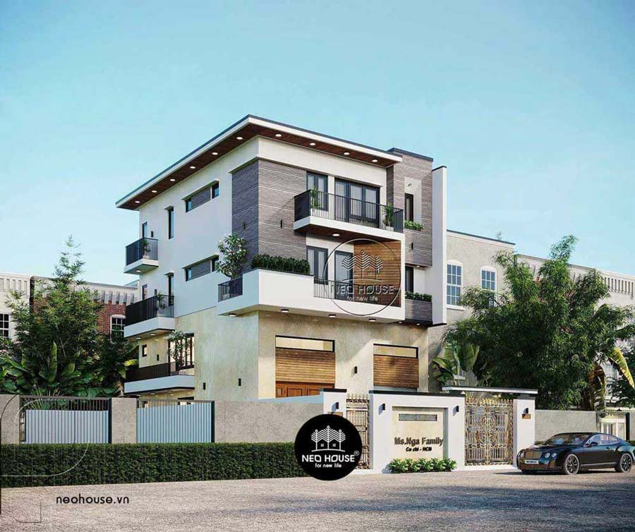 Mẫu thiết kế biệt thự 3 tầng ở nông thôn hiện đại