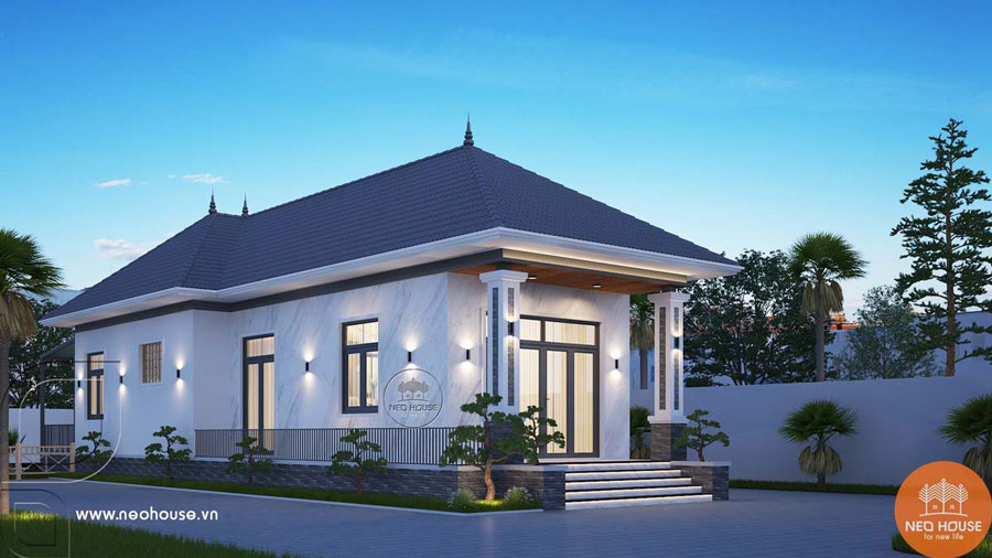 Mẫu biệt thự nhà vườn 200m2 1 tầng