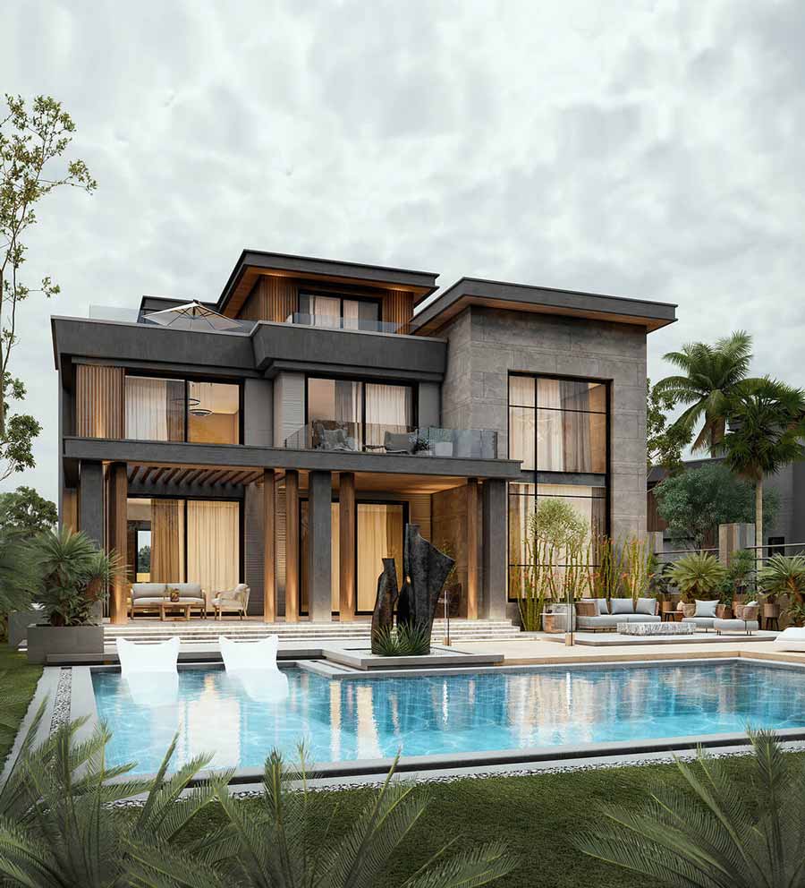 Mẫu nhà vườn 200m2 có hồ bơi