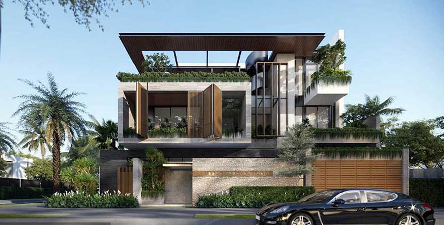 Mẫu biệt thự nhà vườn 200m2 kiểu mái bằng