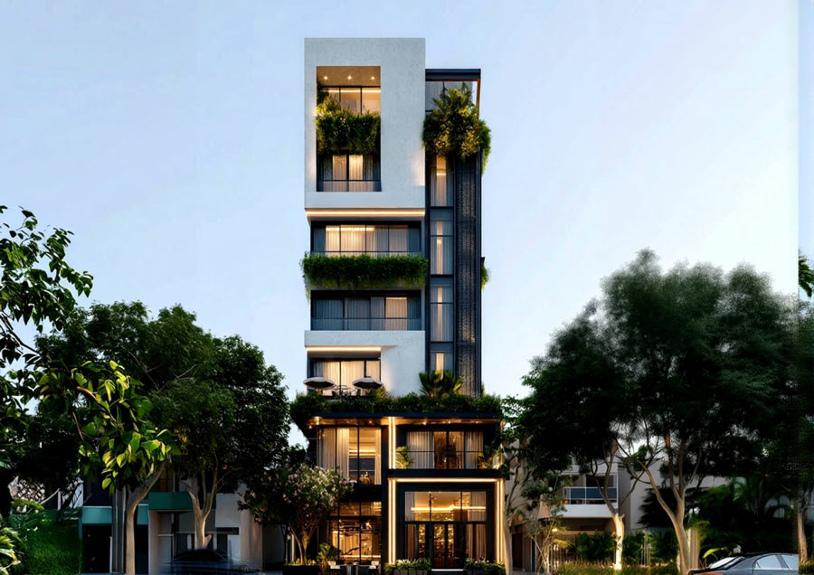 Thiết kế khách sạn mặt tiền 8m