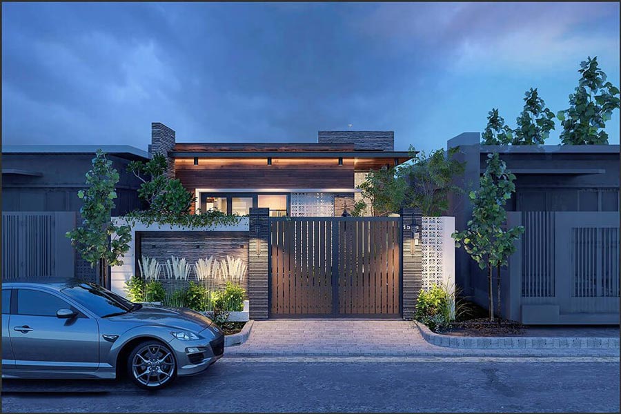 Thiết kế nhà phố đẹp 1 tầng tối giản