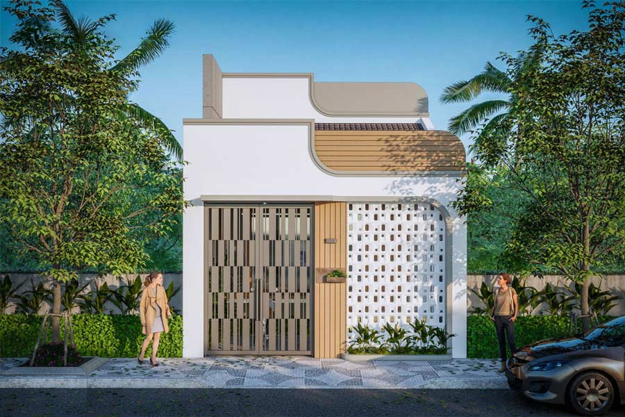 Thiết kế nhà phố đẹp 1 tầng tối giản