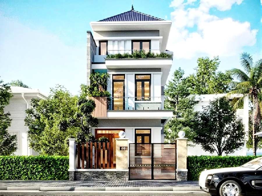 Mẫu thiết kế nhà phố mái nhật