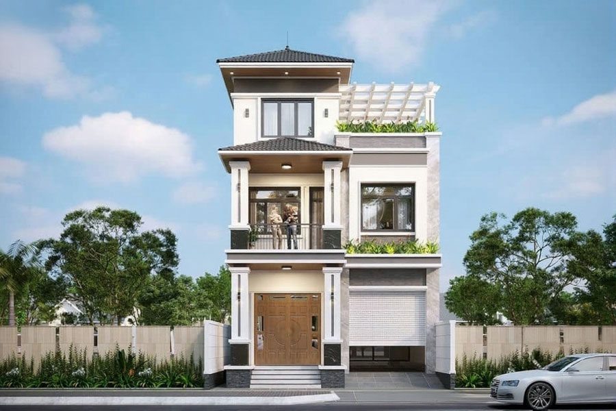 Mẫu thiết kế nhà phố mái nhật