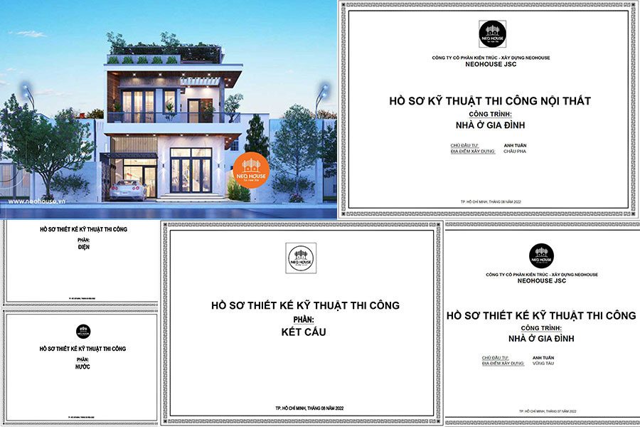 1. Hồ sơ thiết kế kiến trúc nhà phố 2 tầng
