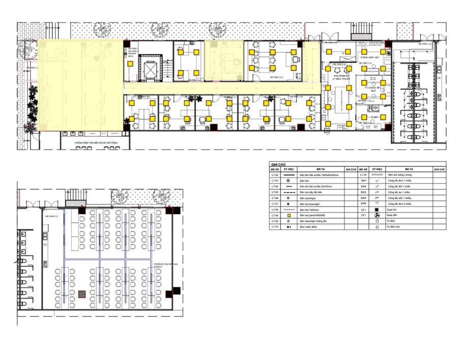 Mặt bằng bố trí chiếu sáng, ổ cắm, công tắc từng tầng