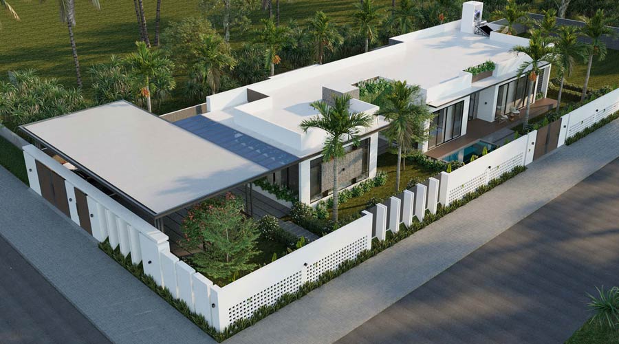 Thiết kế biệt thự 2 mặt tiền 1 tầng 