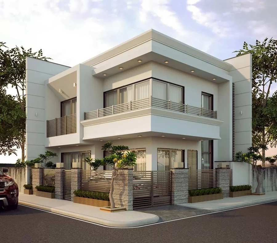 Mẫu thiết kế biệt thự 2 mặt tiền 2 tầng 