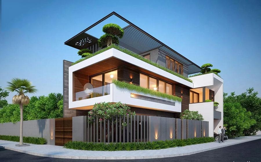 Mẫu biệt thự 3 tầng 2 mặt tiền