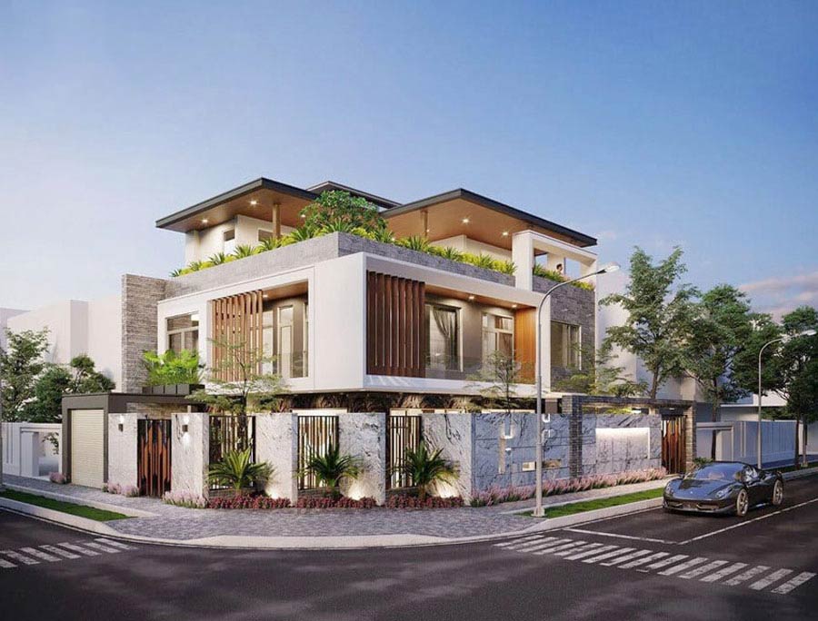 Mẫu biệt thự 3 tầng 2 mặt tiền