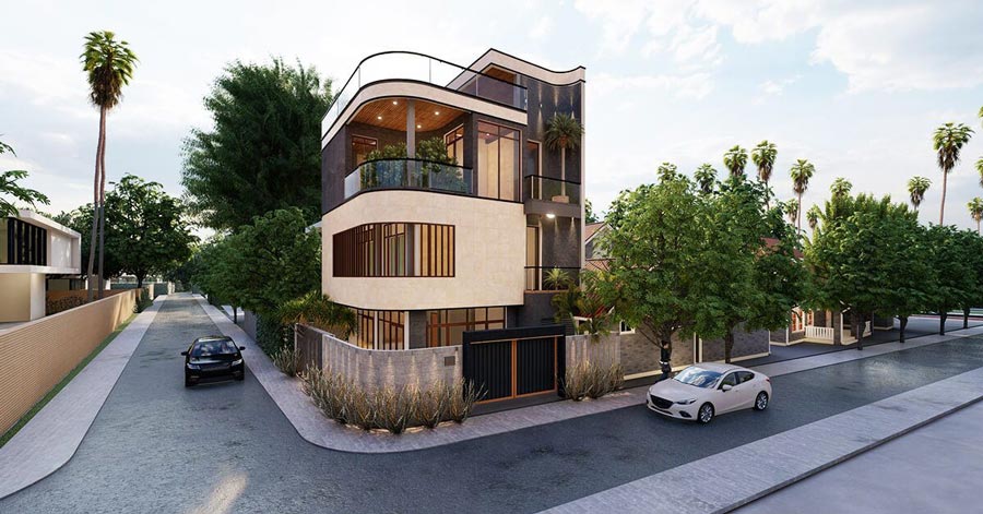 Mẫu nhà biệt thự 2 mặt tiền 4 phòng ngủ