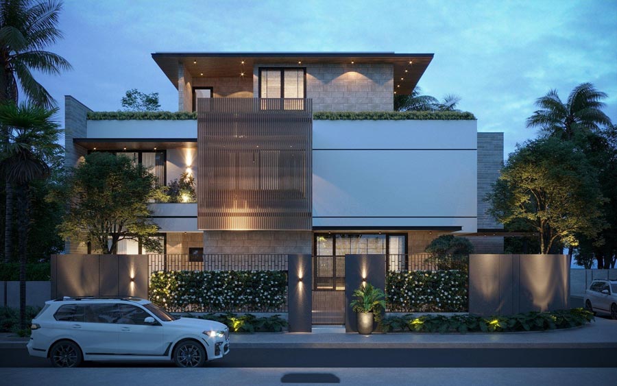 Mẫu thiết kế biệt thự 2 mặt tiền 6 phòng ngủ