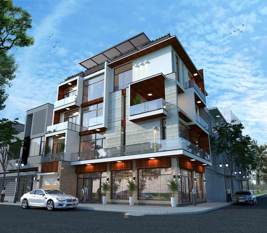 Mẫu thiết kế biệt thự 2 mặt tiền 6 phòng ngủ