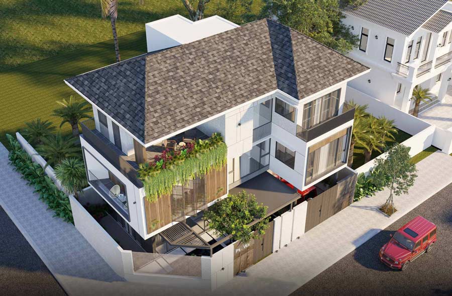 Thiết kế biệt thự 2 mặt tiền chữ L