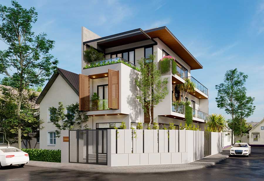 Thiết kế biệt thự nhà vườn 2 mặt tiền