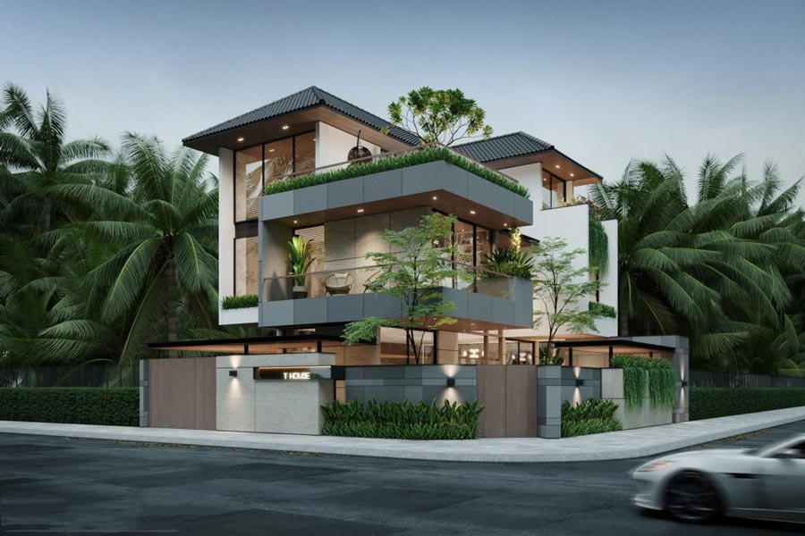 Thiết kế biệt thự nhà vườn 2 mặt tiền