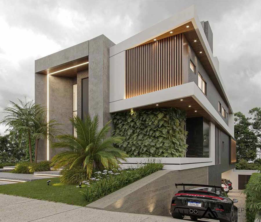 Thiết kế nhà biệt thự 2 mặt tiền có tầng hầm