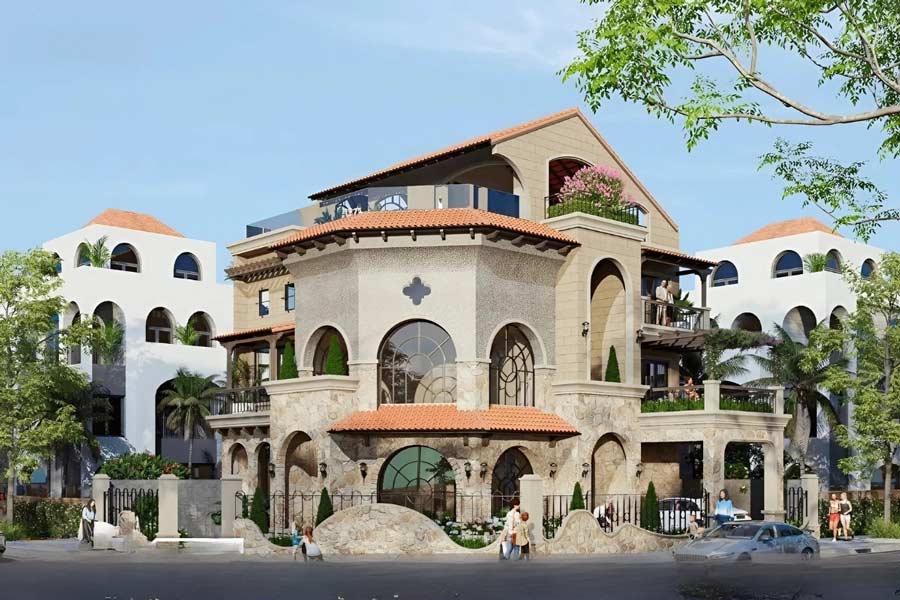 Mẫu biệt thự 2 mặt tiền phong cách Địa Trung Hải