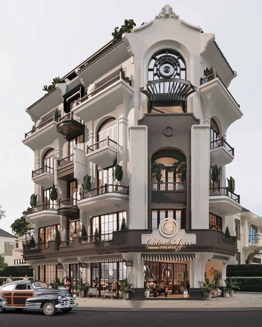 Thiết kế biệt thự 2 mặt tiền phong cách Indochine