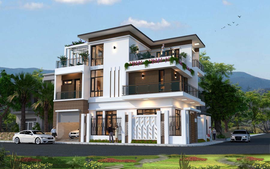 Xu hướng thiết kế biệt thự 2 mặt tiền không gian mở, thoáng đãng