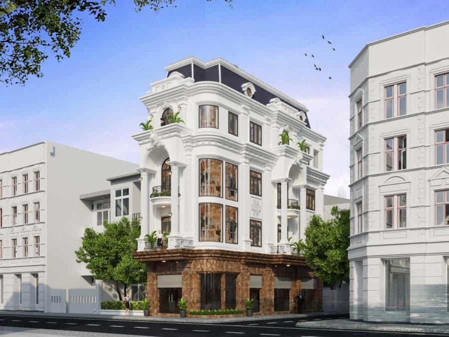 Biệt thự 2 mặt tiền đẹp cổ điển Pháp