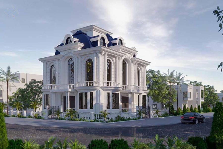 Biệt thự 2 mặt tiền đẹp cổ điển Pháp