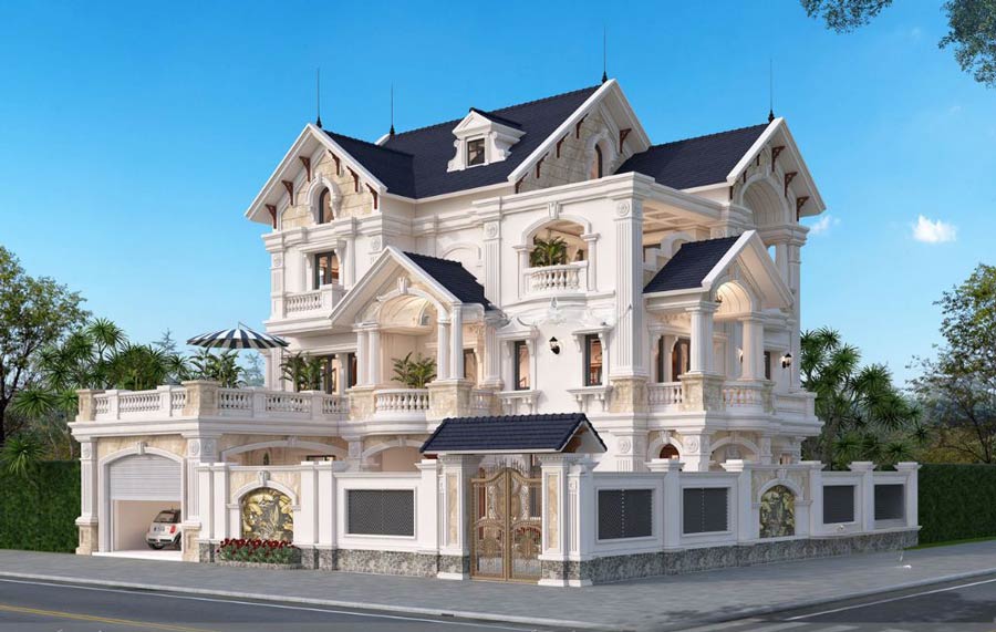 Thiết kế biệt thự mái Thái 2 mặt tiền