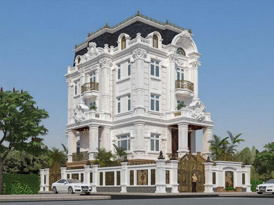 Thiết kế nhà biệt thự 2 mặt tiền tân cổ điển