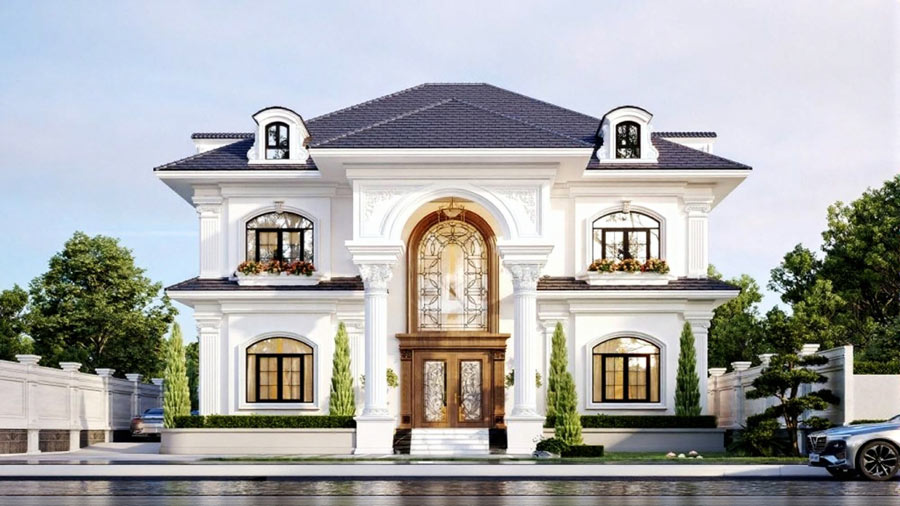 Thiết kế biệt thự 2 tầng kiểu châu Âu