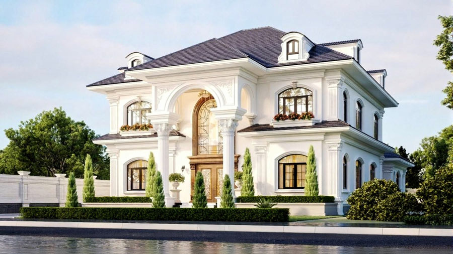Thiết kế biệt thự 2 tầng kiểu châu Âu