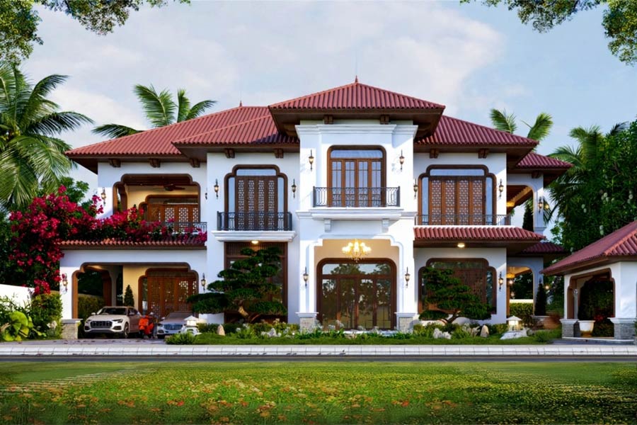 Mẫu biệt thự 2 tầng phong cách Indochine