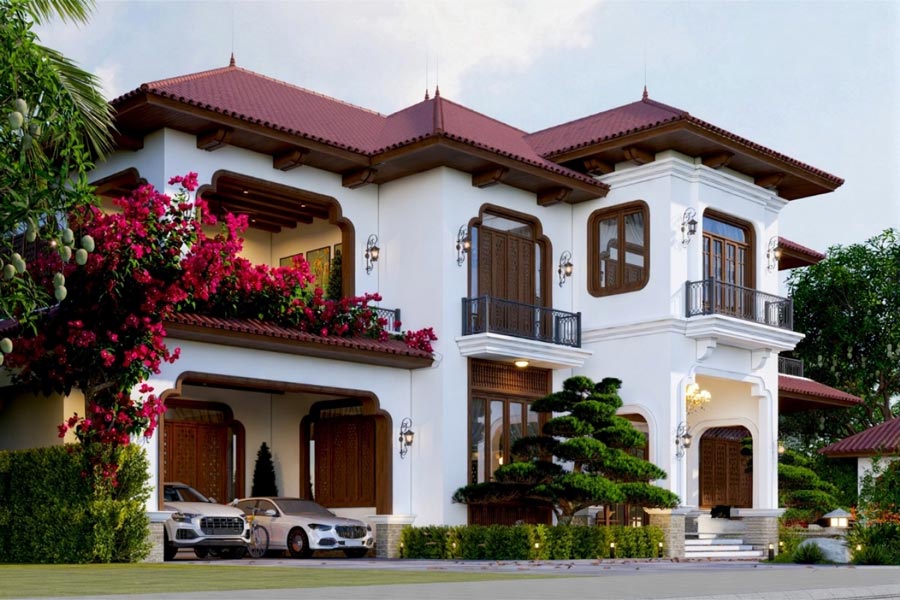 Mẫu biệt thự 2 tầng phong cách Indochine