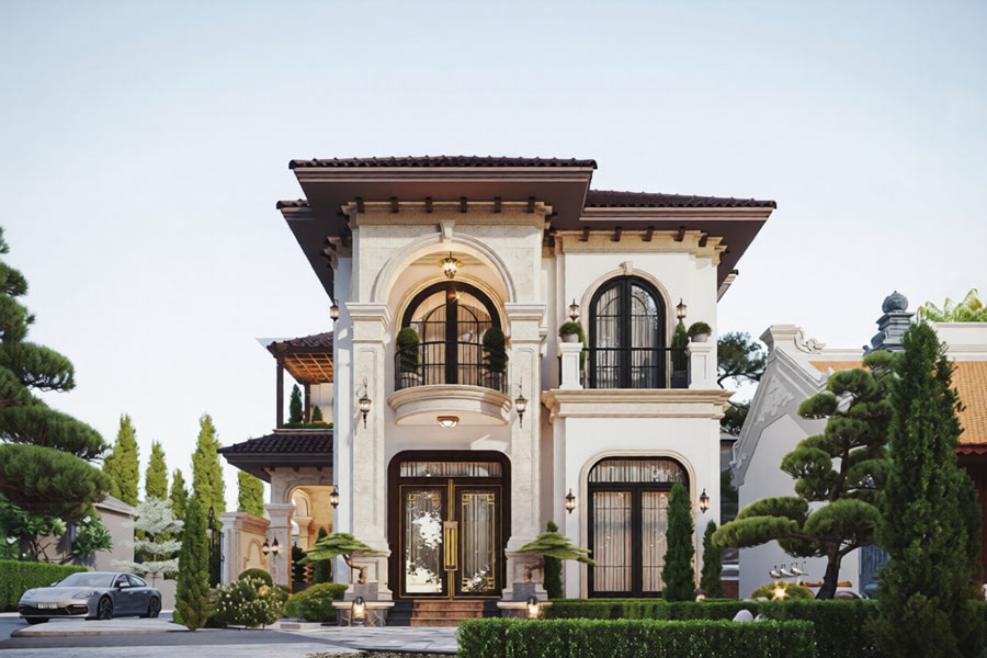 Thiết kế biệt thự 2 tầng phong cách Địa Trung Hải