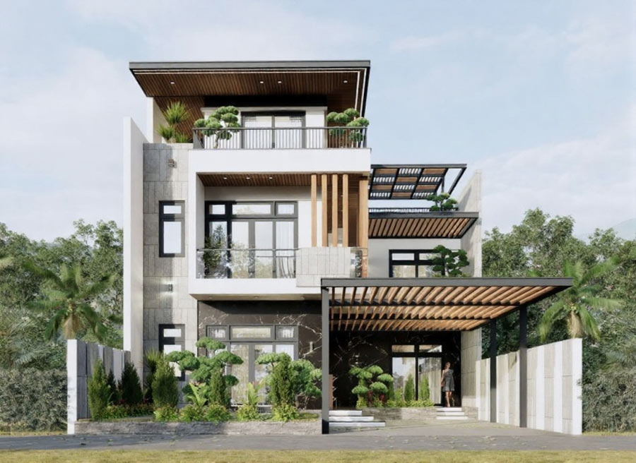 Mẫu thiết kế biệt thự hiện đại 3 tầng