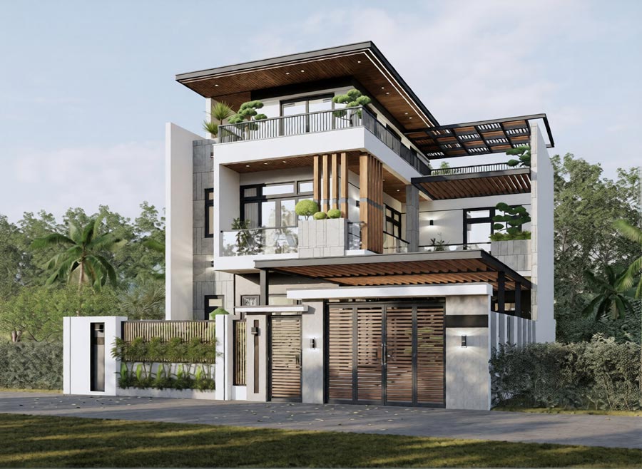 Mẫu thiết kế biệt thự hiện đại 3 tầng