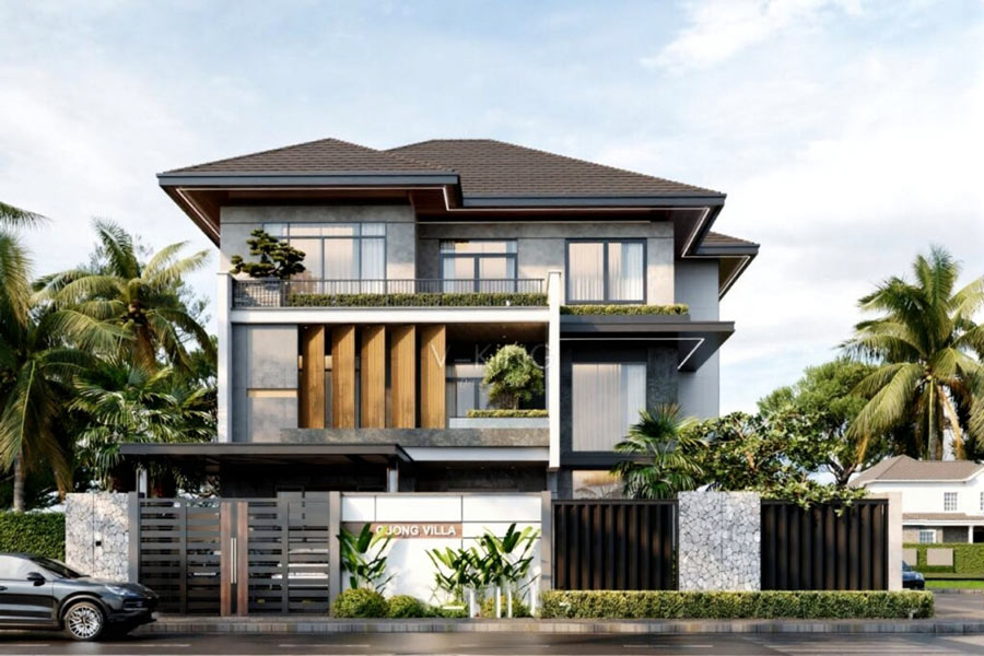 Mẫu biệt thự hiện đại mái Nhật