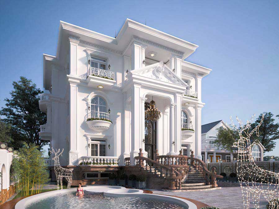 Thiết kế biệt thự lâu đài mini 200m2 - 300m2