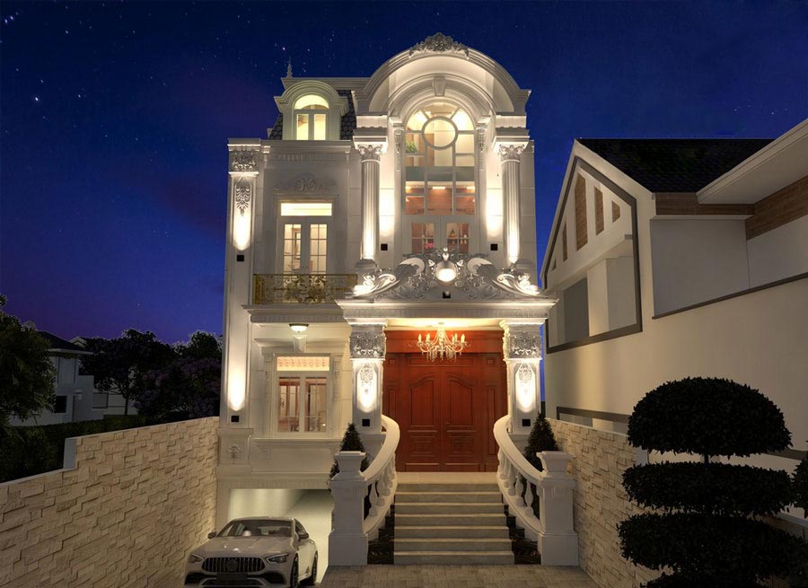 Mẫu nhà biệt thự lâu đài mini 3 phòng ngủ