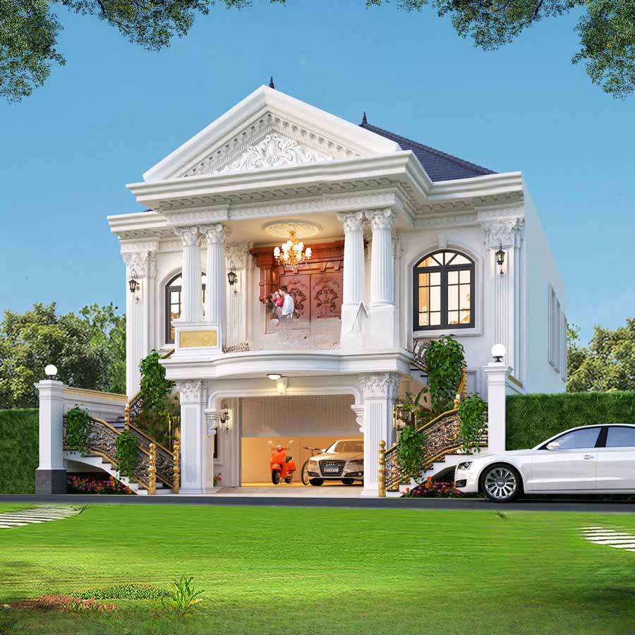 Mẫu biệt thự lâu đài mini có gara