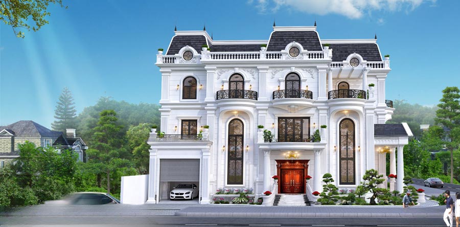 Mẫu biệt thự lâu đài mini có gara