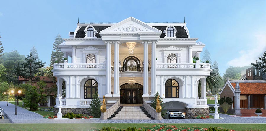 Thiết kế biệt thự lâu đài mini có tầng hầm