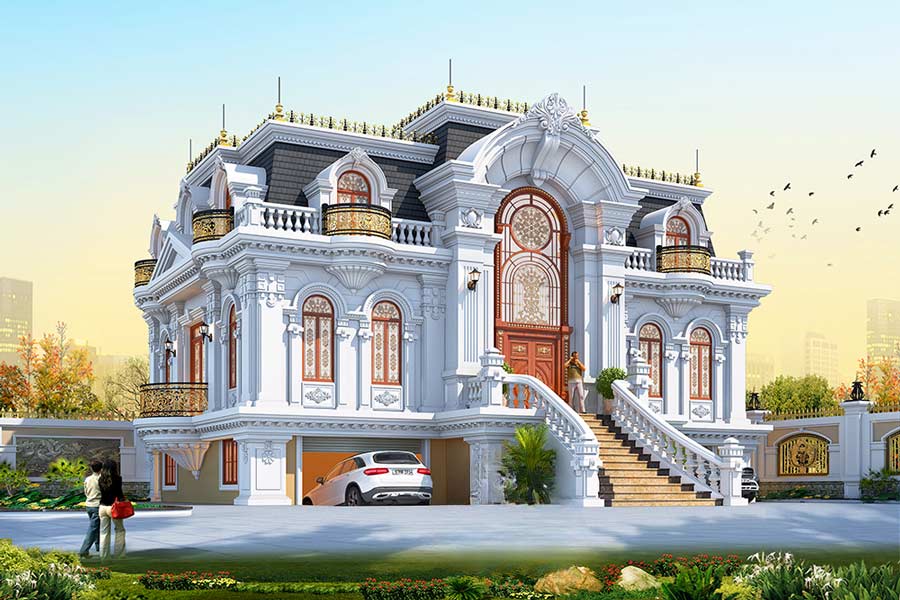 Thiết kế biệt thự lâu đài mini có tầng hầm