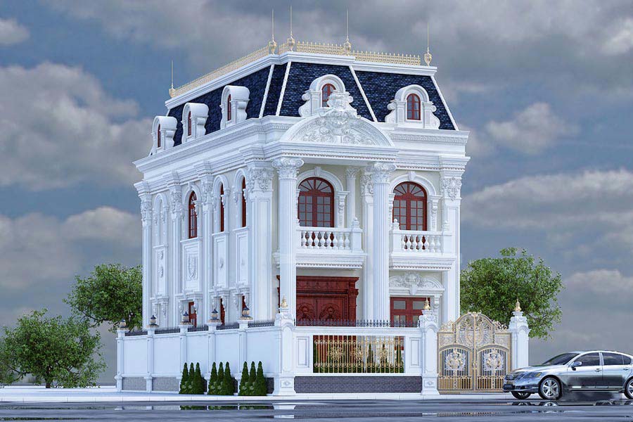 Thiết kế nhà biệt thự lâu đài mini mái Mansard