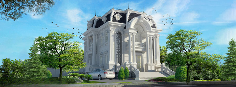 Thiết kế nhà biệt thự lâu đài mini mái Mansard