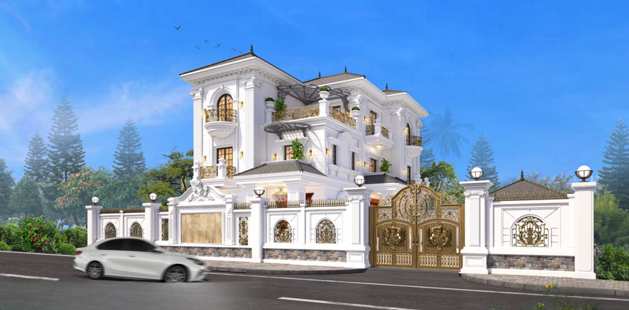 Mẫu biệt thự lâu đài mini mái nhật