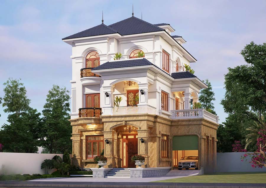 Mẫu biệt thự lâu đài mini mái nhật