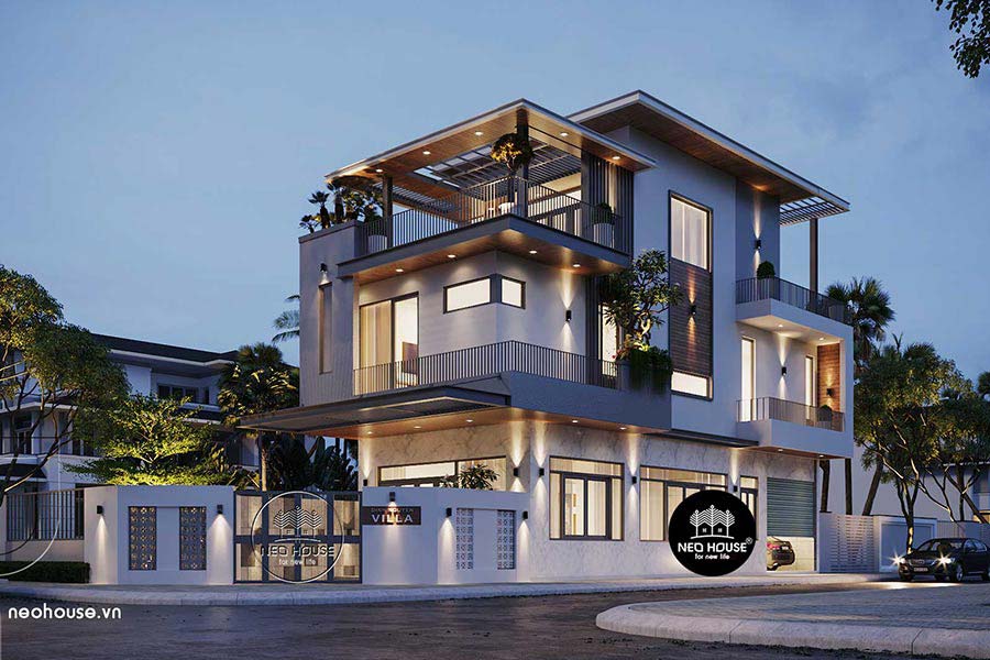 Mẫu biệt thự phố 2 mặt tiền hiện đại